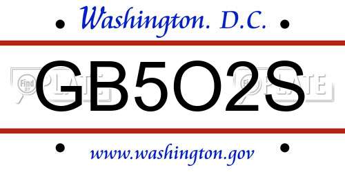 GB5O2S District Of Columbia License Plate