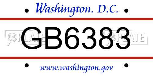 GB6383 District Of Columbia License Plate
