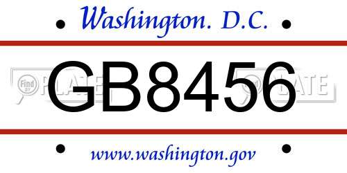 GB8456 District Of Columbia License Plate