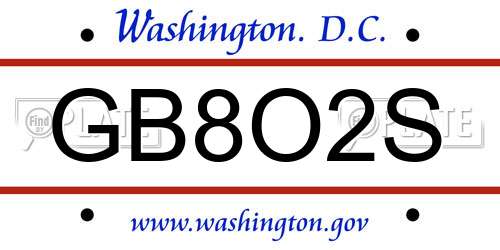 GB8O2S District Of Columbia License Plate