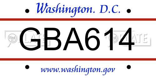 GBA614 District Of Columbia License Plate