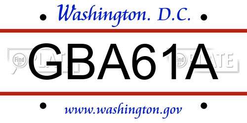 GBA61A District Of Columbia License Plate