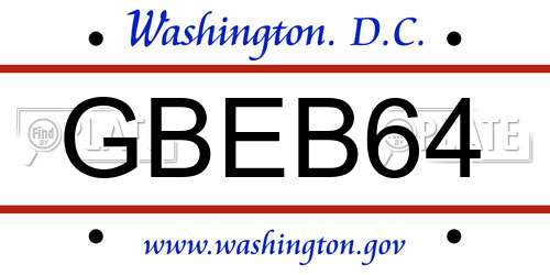 GBEB64 District Of Columbia License Plate