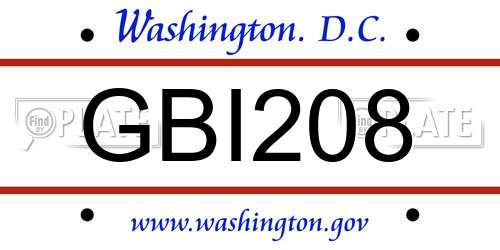 GBI208 District Of Columbia License Plate