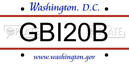 GBI20B District Of Columbia License Plate