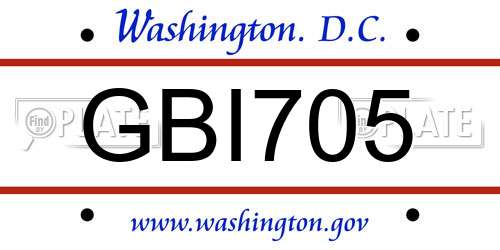 GBI705 District Of Columbia License Plate