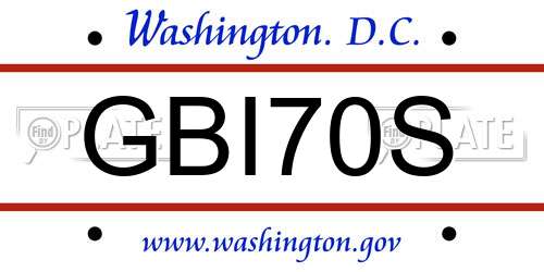 GBI70S District Of Columbia License Plate