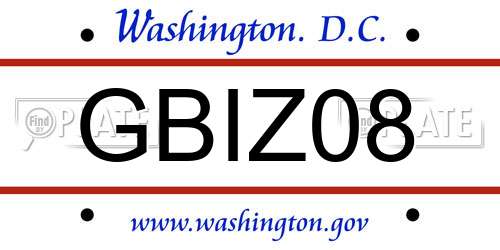 GBIZ08 District Of Columbia License Plate
