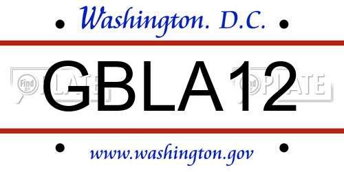 GBLA12 District Of Columbia License Plate