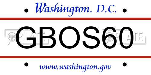 GBOS60 District Of Columbia License Plate