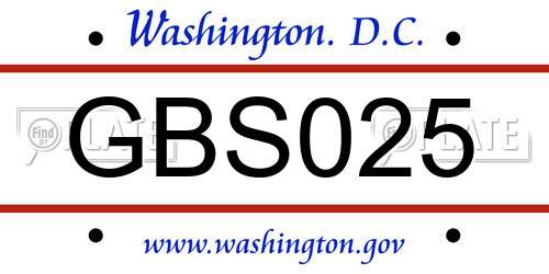 GBS025 District Of Columbia License Plate