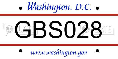 GBS028 District Of Columbia License Plate