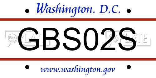 GBS02S District Of Columbia License Plate