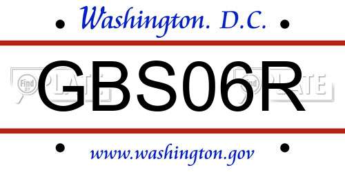 GBS06R District Of Columbia License Plate
