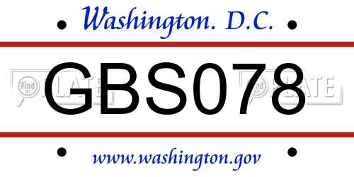 GBS078 District Of Columbia License Plate
