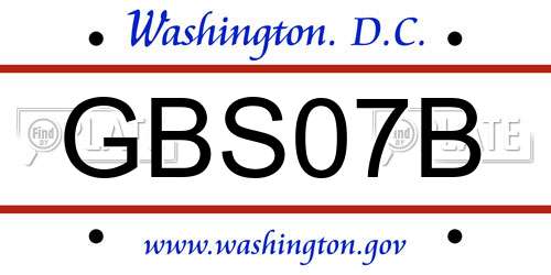 GBS07B District Of Columbia License Plate
