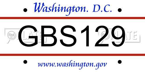 GBS129 District Of Columbia License Plate