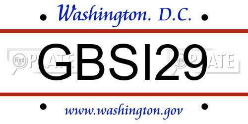 GBSI29 District Of Columbia License Plate