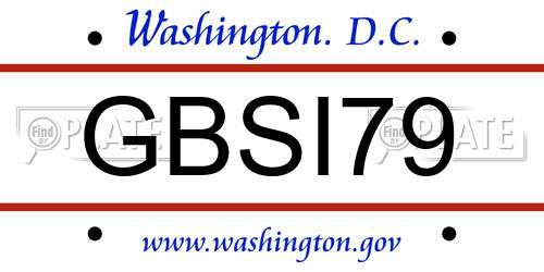 GBSI79 District Of Columbia License Plate