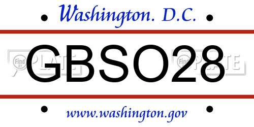 GBSO28 District Of Columbia License Plate