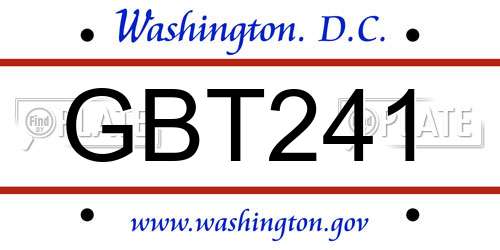GBT241 District Of Columbia License Plate