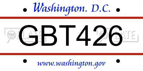 GBT426 District Of Columbia License Plate