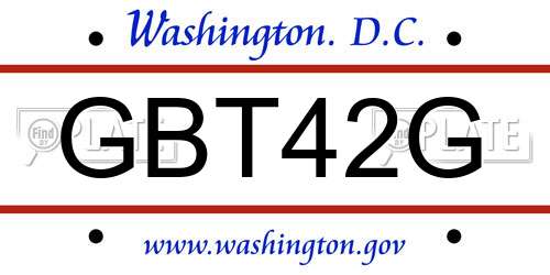 GBT42G District Of Columbia License Plate