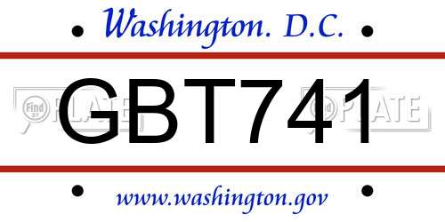 GBT741 District Of Columbia License Plate