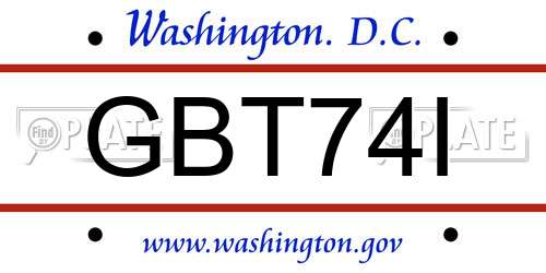 GBT74I District Of Columbia License Plate