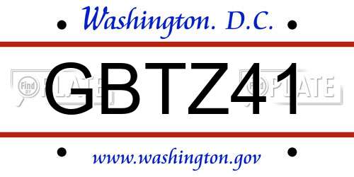 GBTZ41 District Of Columbia License Plate