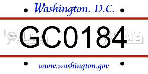 GC0184 District Of Columbia License Plate