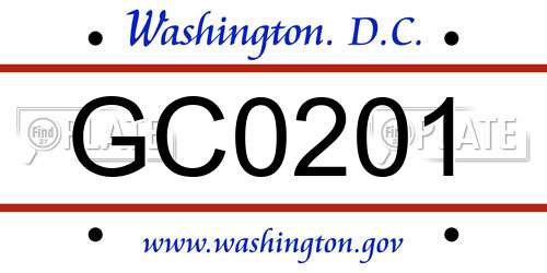GC0201 District Of Columbia License Plate