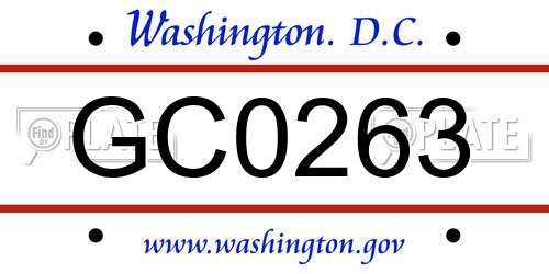 GC0263 District Of Columbia License Plate