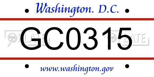 GC0315 District Of Columbia License Plate