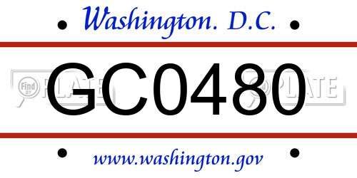 GC0480 District Of Columbia License Plate