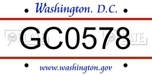 GC0578 District Of Columbia License Plate