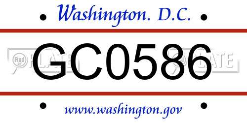GC0586 District Of Columbia License Plate