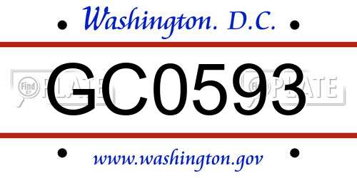 GC0593 District Of Columbia License Plate