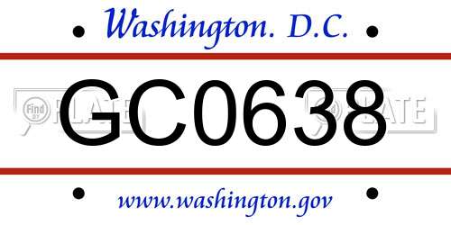 GC0638 District Of Columbia License Plate