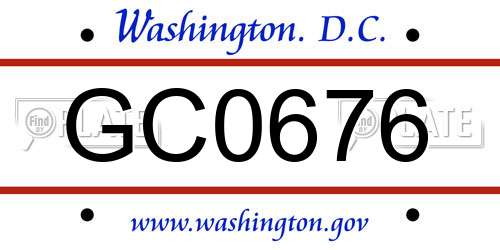 GC0676 District Of Columbia License Plate