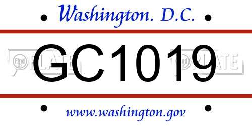 GC1019 District Of Columbia License Plate