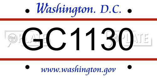 GC1130 District Of Columbia License Plate