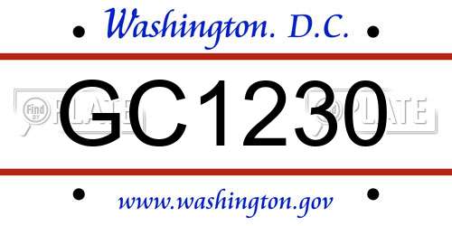 GC1230 District Of Columbia License Plate