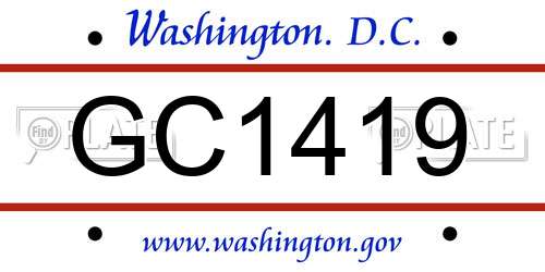 GC1419 District Of Columbia License Plate