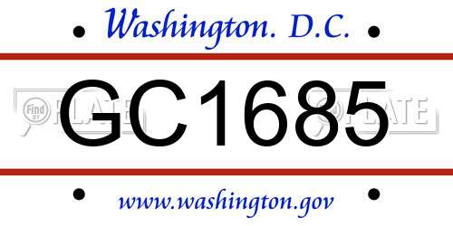 GC1685 District Of Columbia License Plate