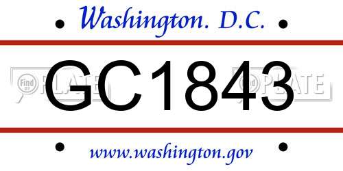 GC1843 District Of Columbia License Plate