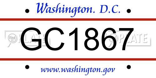 GC1867 District Of Columbia License Plate
