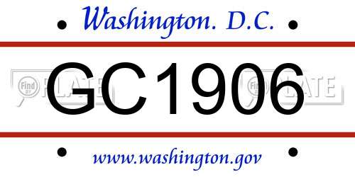 GC1906 District Of Columbia License Plate