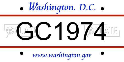 GC1974 District Of Columbia License Plate