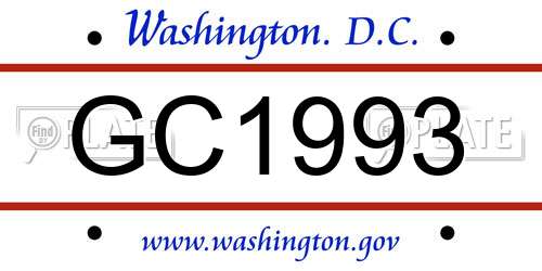 GC1993 District Of Columbia License Plate